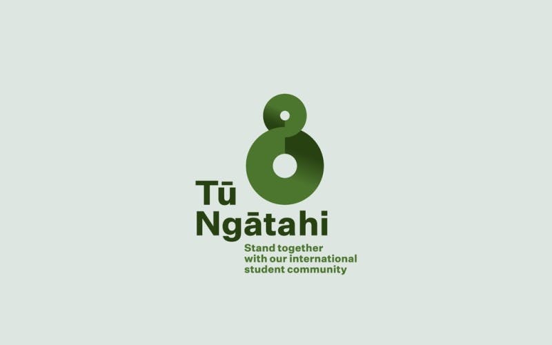 Tū ngāthi logo - a green koru