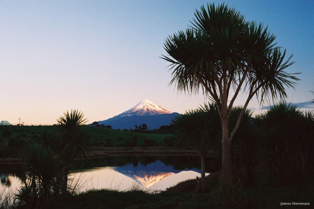 A view of Whanganui River and Mount Taranaki in New Plymouth